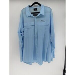 NWT Grundens Hooksetter Tech Shirt Mens 3XL Blue Long Sleeve Button Up Fishing